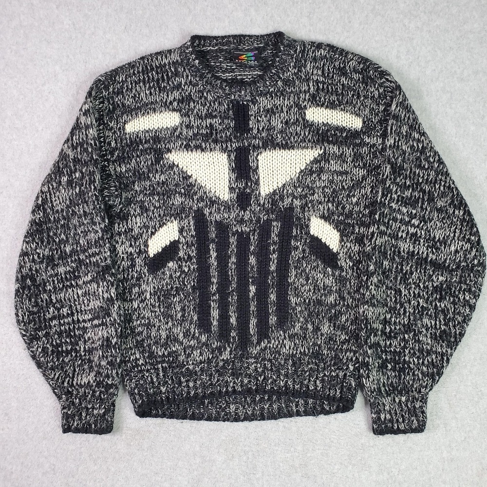 Vintage Spettro Sweater Mens Small‎ Gray Geometric Chunky Knit Pullover 80s